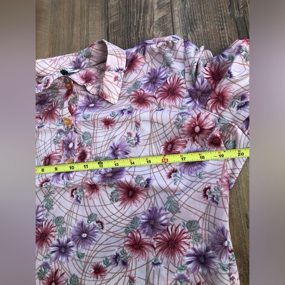 Womens RALPH ORIGINALS Pink Floral Shirt Rn18962 Lightweight Partial Button Up - Picture 5 of 8